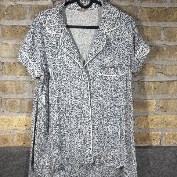 Eberjey Gisele Tencel Modal Pajama Set Sz S Women ANIMAL COASTAL BLUE/ IVORY - Picture 2 of 6